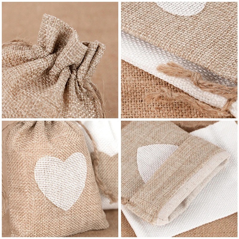 Jute Bag Packaging - 50 قطعة من أكياس الخيش الطبيعية