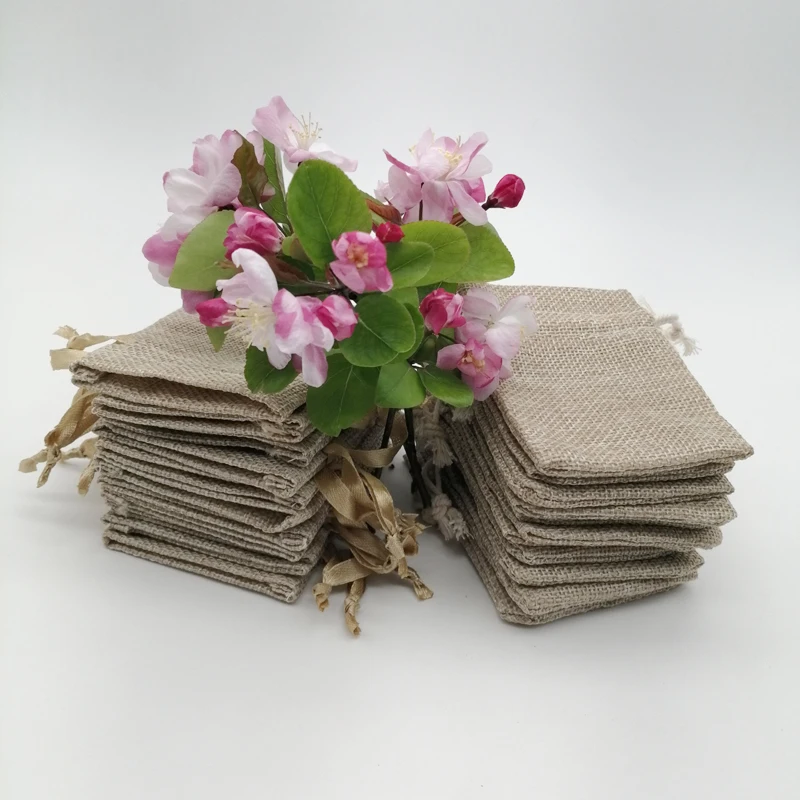100 قطعة شريط حرير القطن أكياس - مراجعة Jute Bag Packaging وسعره